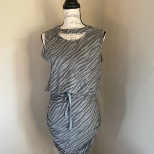 Grey zebra striped mini dress